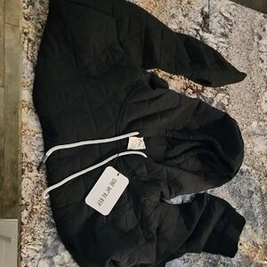 Zyia Black Quilted Hoodie with White Drawstrings NWT Xxxl